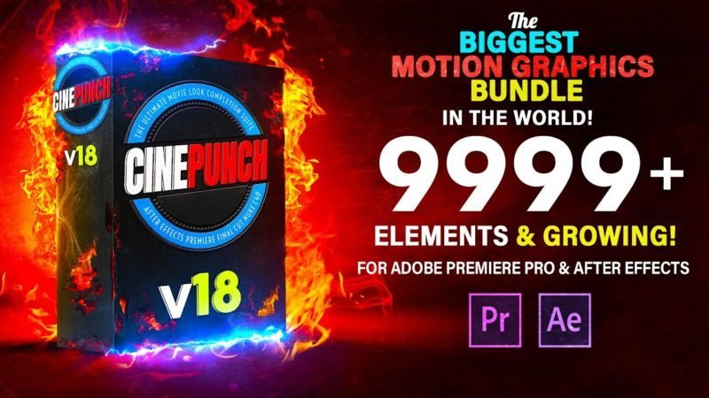 CinPnch18_FI-800x450-1-1.jpg CINEPUNCH BUNDLE v18 – Premiere Transitions I Color Looks I Sound FX I 9999+ Elements - Image 1