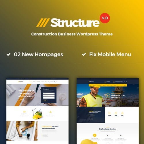 Structure-Construction-WordPress-Theme.jpg Structure - Construction WordPress Theme - Image 1